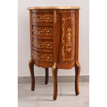 Francuska Komoda Intarsjowana Ludwik - Stolik Nocny - Stolik z Szufladami