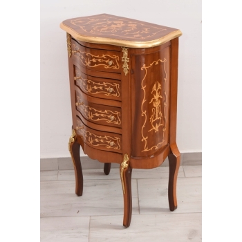 Francuska Komoda Intarsjowana Ludwik - Stolik Nocny - Stolik z Szufladami