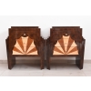 Geometryczne Stoliki Nocne Art Deco - Szafki Nakastliki Drewno - Czeczot