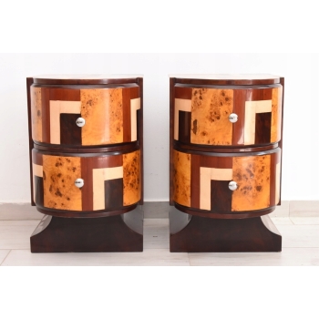 Stoliki Nocne Art Deco - Szafki Szafy KOMODY Gięte Drewno - Czeczot 2SZT