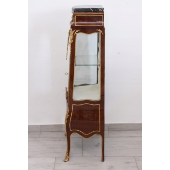 Drewniana Francuska Witryna Ludwik - Gablota Komoda Stolik - Marmur Okuta