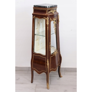 Drewniana Francuska Witryna Ludwik - Gablota Komoda Stolik - Marmur Okuta