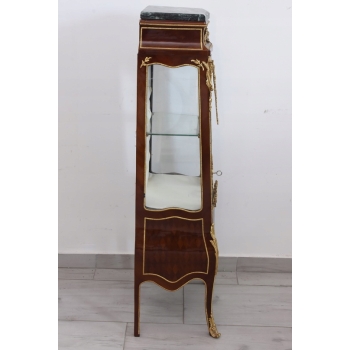 Drewniana Francuska Witryna Ludwik - Gablota Komoda Stolik - Marmur Okuta