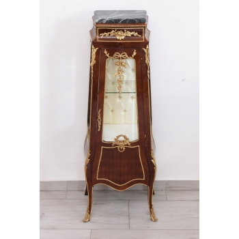 Drewniana Francuska Witryna Ludwik - Gablota Komoda Stolik - Marmur Okuta