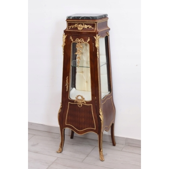 Drewniana Francuska Witryna Ludwik - Gablota Komoda Stolik - Marmur Okuta