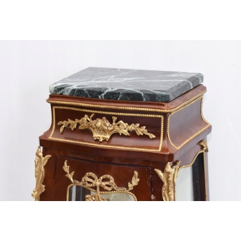 Drewniana Francuska Witryna Ludwik - Gablota Komoda Stolik - Marmur Okuta