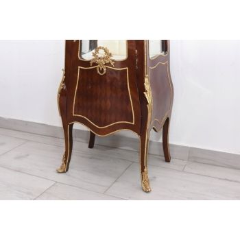 Drewniana Francuska Witryna Ludwik - Gablota Komoda Stolik - Marmur Okuta