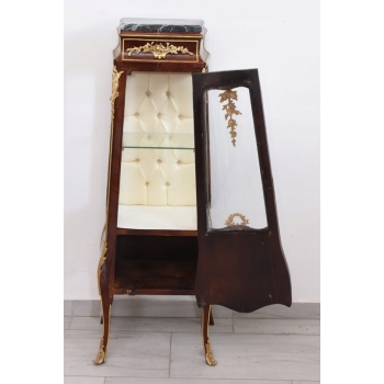 Drewniana Francuska Witryna Ludwik - Gablota Komoda Stolik - Marmur Okuta