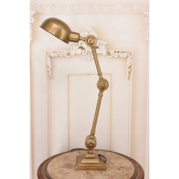 Aluminiowa Lampa Gabinetowa - Lampka Stołowa Biuro - Złota Retro Vintage