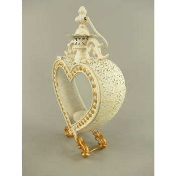 Lampion Serce na Świece - Latarnia Stojąca - Vintage - Lampa na Klimat