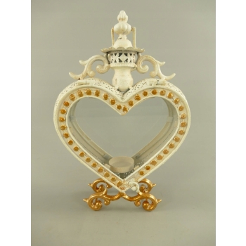 Lampion Serce na Świece - Latarnia Stojąca - Vintage - Lampa na Klimat