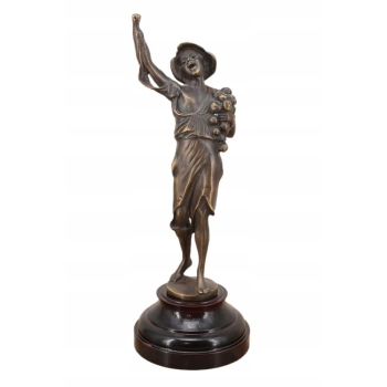 Kobieta w Kapeluszu - Figura Rzeźba z Brązu - Dekoracja