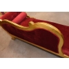 Czerwona Pałacowa Sofa Kanapa - Leżanka Szezlong - Drewno Welur Styl Barok