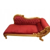 Czerwona Pałacowa Sofa Kanapa - Leżanka Szezlong - Drewno Welur Styl Barok