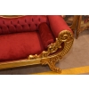 Czerwona Pałacowa Sofa Kanapa - Leżanka Szezlong - Drewno Welur Styl Barok