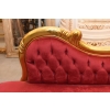 Czerwona Pałacowa Sofa Kanapa - Leżanka Szezlong - Drewno Welur Styl Barok
