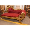 Czerwona Pałacowa Sofa Kanapa - Leżanka Szezlong - Drewno Welur Styl Barok