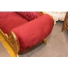 Czerwona Pałacowa Sofa Kanapa - Leżanka Szezlong - Drewno Welur Styl Barok