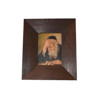 Żyd Liczący Pieniądze - Stary Obraz Olejny Na Szczęście - Dekoracja