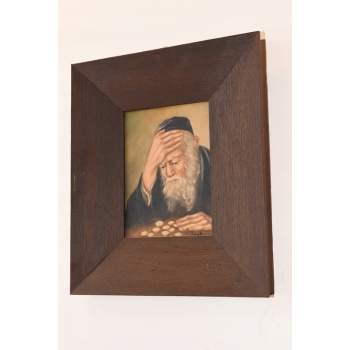 Żyd Liczący Pieniądze - Stary Obraz Olejny Na Szczęście - Dekoracja