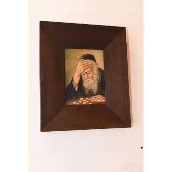 Żyd Liczący Pieniądze - Stary Obraz Olejny Na Szczęście - Dekoracja