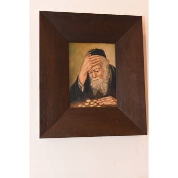 Żyd Liczący Pieniądze - Stary Obraz Olejny Na Szczęście - Dekoracja