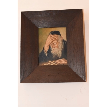 Żyd Liczący Pieniądze - Stary Obraz Olejny Na Szczęście - Dekoracja