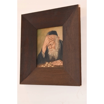 Żyd Liczący Pieniądze - Stary Obraz Olejny Na Szczęście - Dekoracja