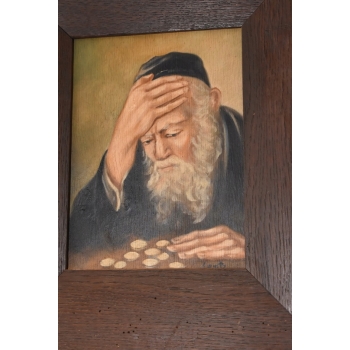Żyd Liczący Pieniądze - Stary Obraz Olejny Na Szczęście - Dekoracja