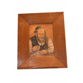 Żyd z Forsą Kasą - Stary Obraz Olejny Na Szczęście - Dekoracja