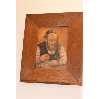 Żyd z Forsą Kasą - Stary Obraz Olejny Na Szczęście - Dekoracja