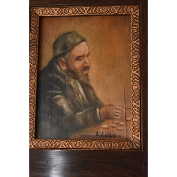 Żyd z Pieniędzmi - Stary Obraz Olejny Na Szczęście Dobrobyt - Dekoracja