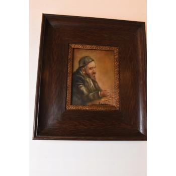 Żyd z Pieniędzmi - Stary Obraz Olejny Na Szczęście Dobrobyt - Dekoracja