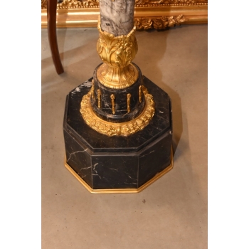 Pałacowy Postument Marmurowy - Kolumna z Amforą - Marmur + Brąz