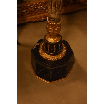 Pałacowy Postument Marmurowy - Kolumna z Amforą - Marmur + Brąz