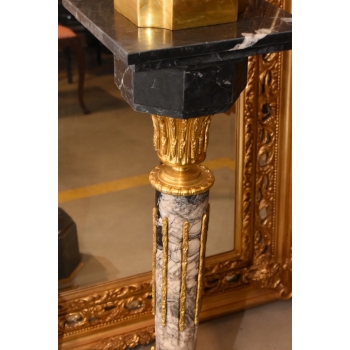 Pałacowy Postument Marmurowy - Kolumna z Amforą - Marmur + Brąz