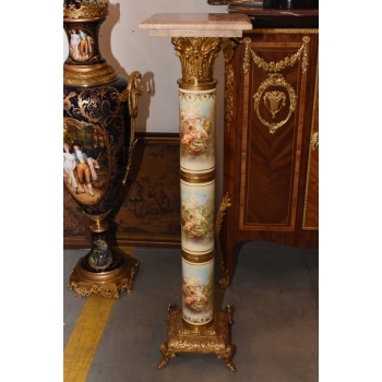 Pałacowy Postument Marmurowy - Kolumna - Marmur + Brąz - Złoto - Obrazy