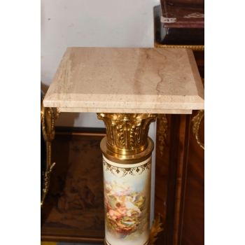 Pałacowy Postument Marmurowy - Kolumna - Marmur + Brąz - Złoto - Obrazy