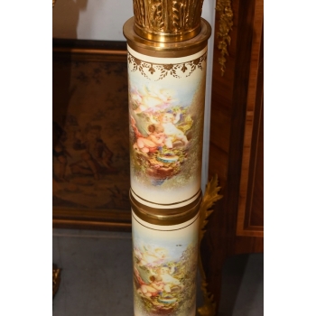 Pałacowy Postument Marmurowy - Kolumna - Marmur + Brąz - Złoto - Obrazy