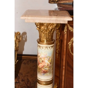 Pałacowy Postument Marmurowy - Kolumna - Marmur + Brąz - Złoto - Obrazy