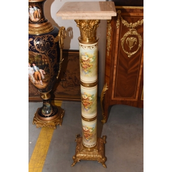 Pałacowy Postument Marmurowy - Kolumna - Marmur + Brąz - Złoto - Obrazy