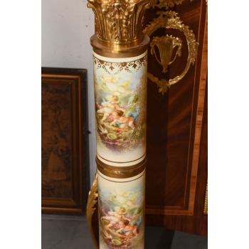 Pałacowy Postument Marmurowy - Kolumna - Marmur + Brąz - Złoto - Obrazy