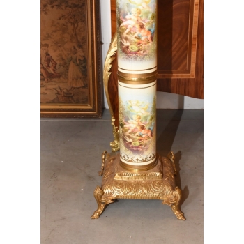 Pałacowy Postument Marmurowy - Kolumna - Marmur + Brąz - Złoto - Obrazy