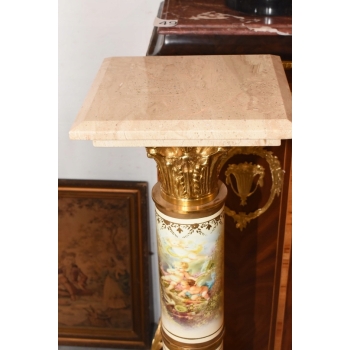 Pałacowy Postument Marmurowy - Kolumna - Marmur + Brąz - Złoto - Obrazy