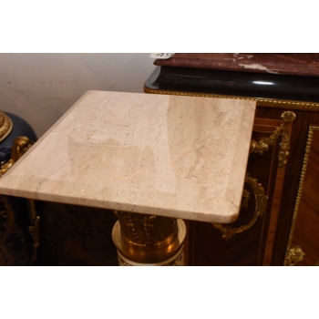 Pałacowy Postument Marmurowy - Kolumna - Marmur + Brąz - Złoto - Obrazy