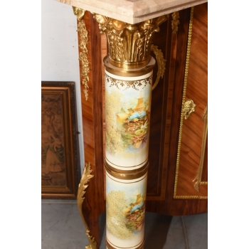 Pałacowy Postument Marmurowy - Kolumna - Marmur + Brąz - Złoto - Obrazy