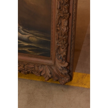 Łódź Na Wzburzonym Morzu - Marynistyczny Obraz Olejny - Zdobiona Rama