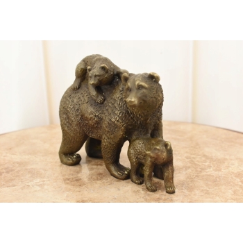 Trzy Niedźwiedzie z Matką - Rodzina - Niedźwiedź - Figura Rzeźba z Brązu