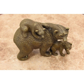 Trzy Niedźwiedzie z Matką - Rodzina - Niedźwiedź - Figura Rzeźba z Brązu