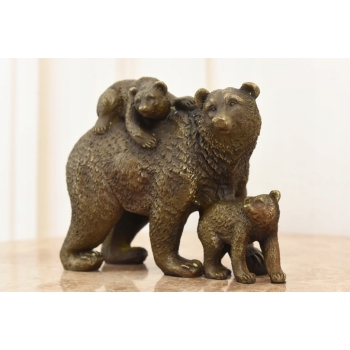 Trzy Niedźwiedzie z Matką - Rodzina - Niedźwiedź - Figura Rzeźba z Brązu